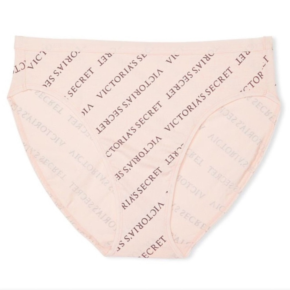 Victoria's Secret Pink Logo Print Hi-Leg Cotton Brief Panty, SIZE XL